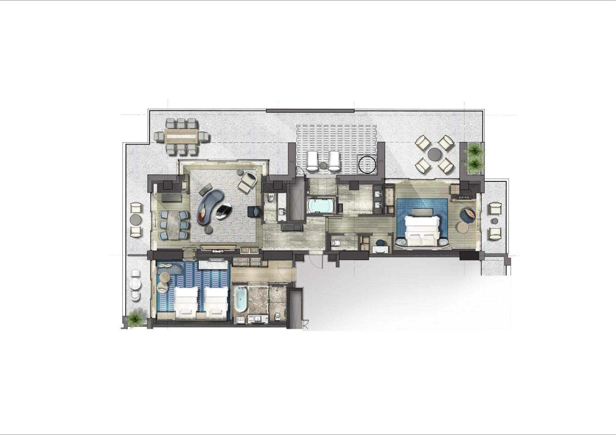 City Of Dreams Mediterranean - Integrated Resort, Casino & Entertainment Лимасол Стая снимка Floorplan of a typical apartment