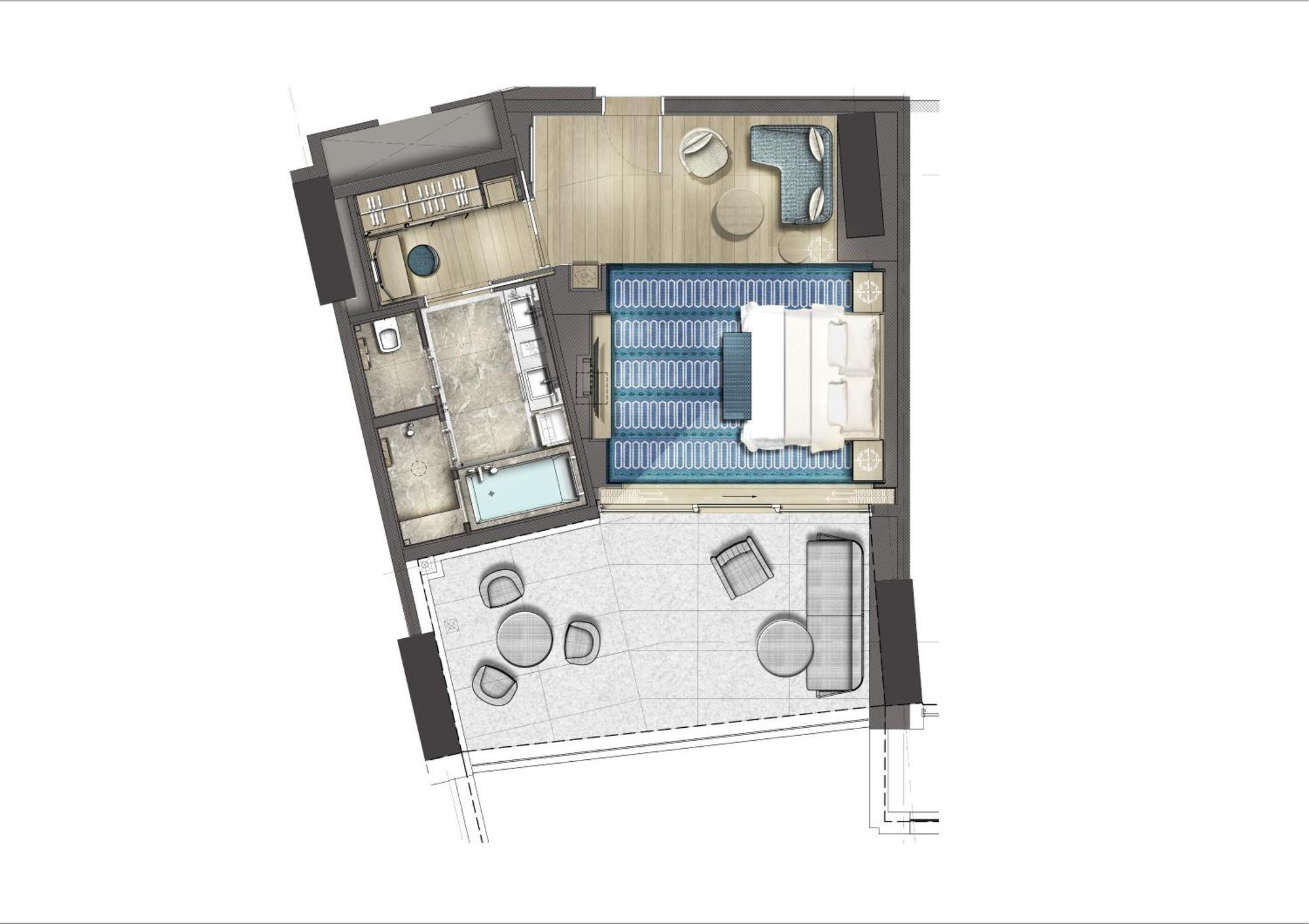 City Of Dreams Mediterranean - Integrated Resort, Casino & Entertainment Лимасол Стая снимка Floorplan of a typical apartment